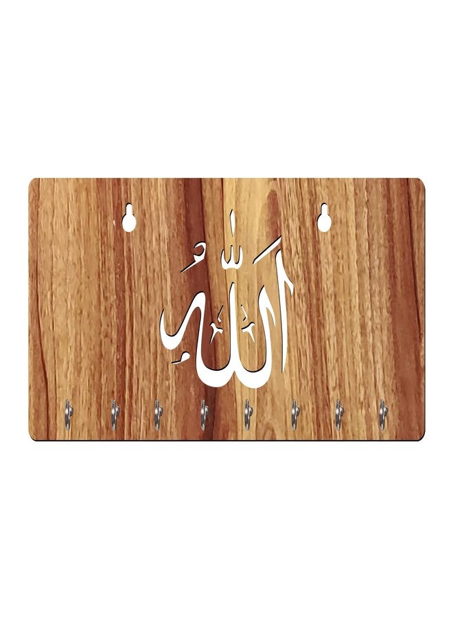 Freny Exim Allah Wooden Key Holder with Face Mask Hanging with 8 Hook - Beige 022 - Image 4